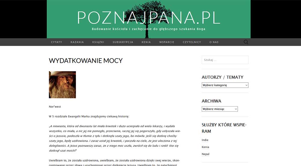 Zdjęcie strony www Poznajpana